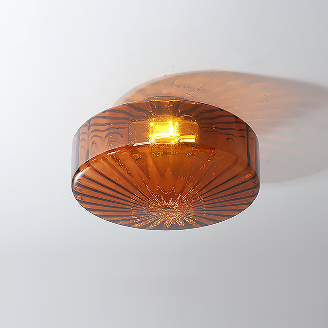 Ceiling Light Fixture | Metal & Glass | Chrome, Green & Brown Shade