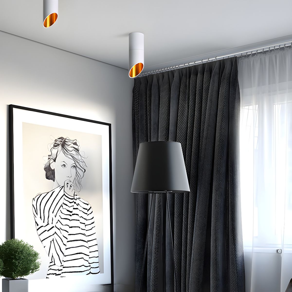 Hazel Tube Surface Downlight | Black or White Finish | LED