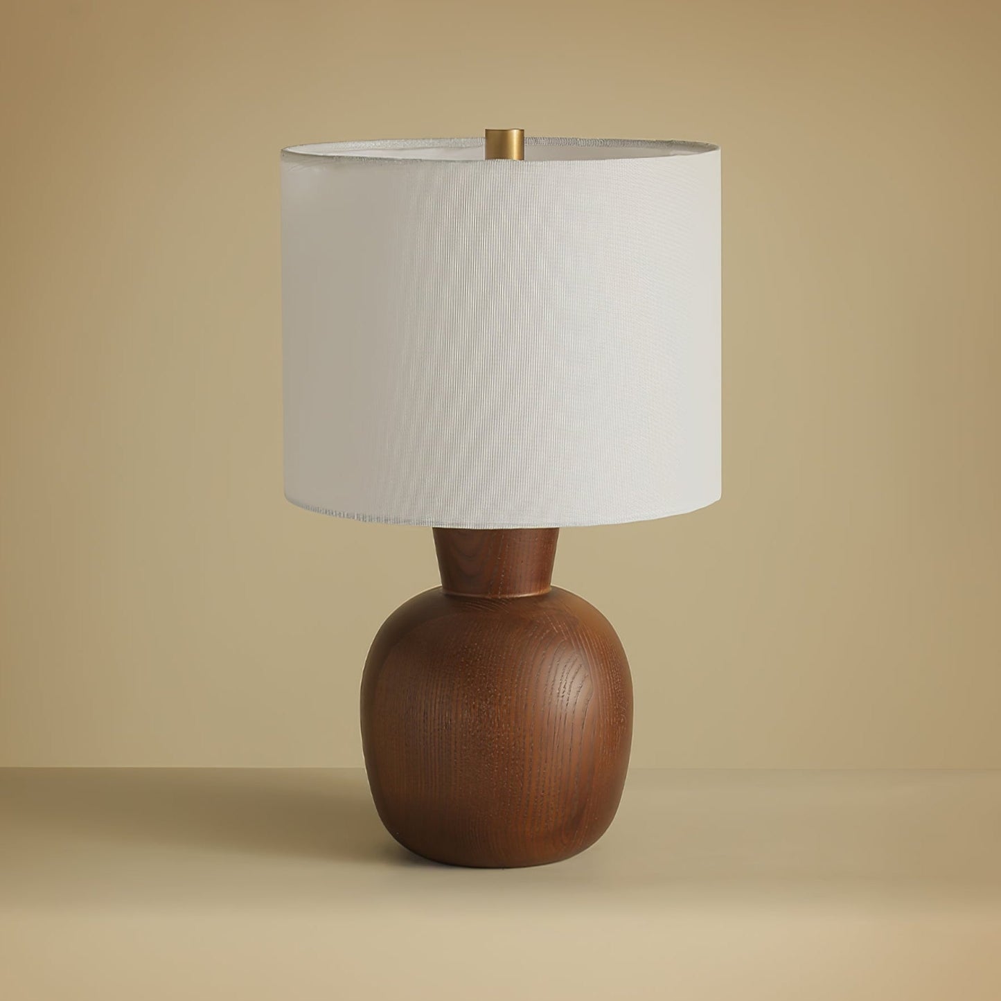 Hearth Table Lamp | Wooden Base | Beige Shade