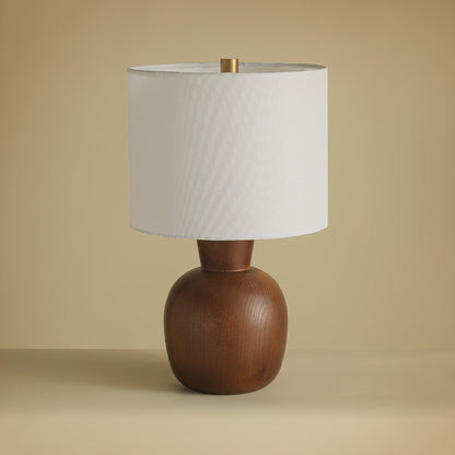 Hearth Table Lamp | Wooden Base | Beige Shade