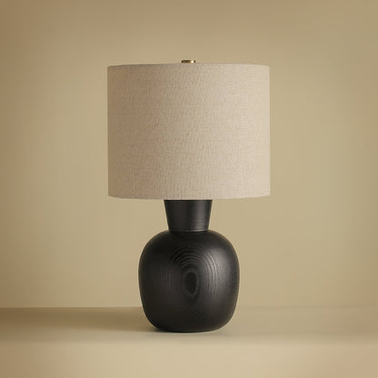 Hearth Table Lamp | Wooden Base | Beige Shade