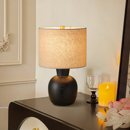 Hearth Table Lamp | Wooden Base | Beige Shade