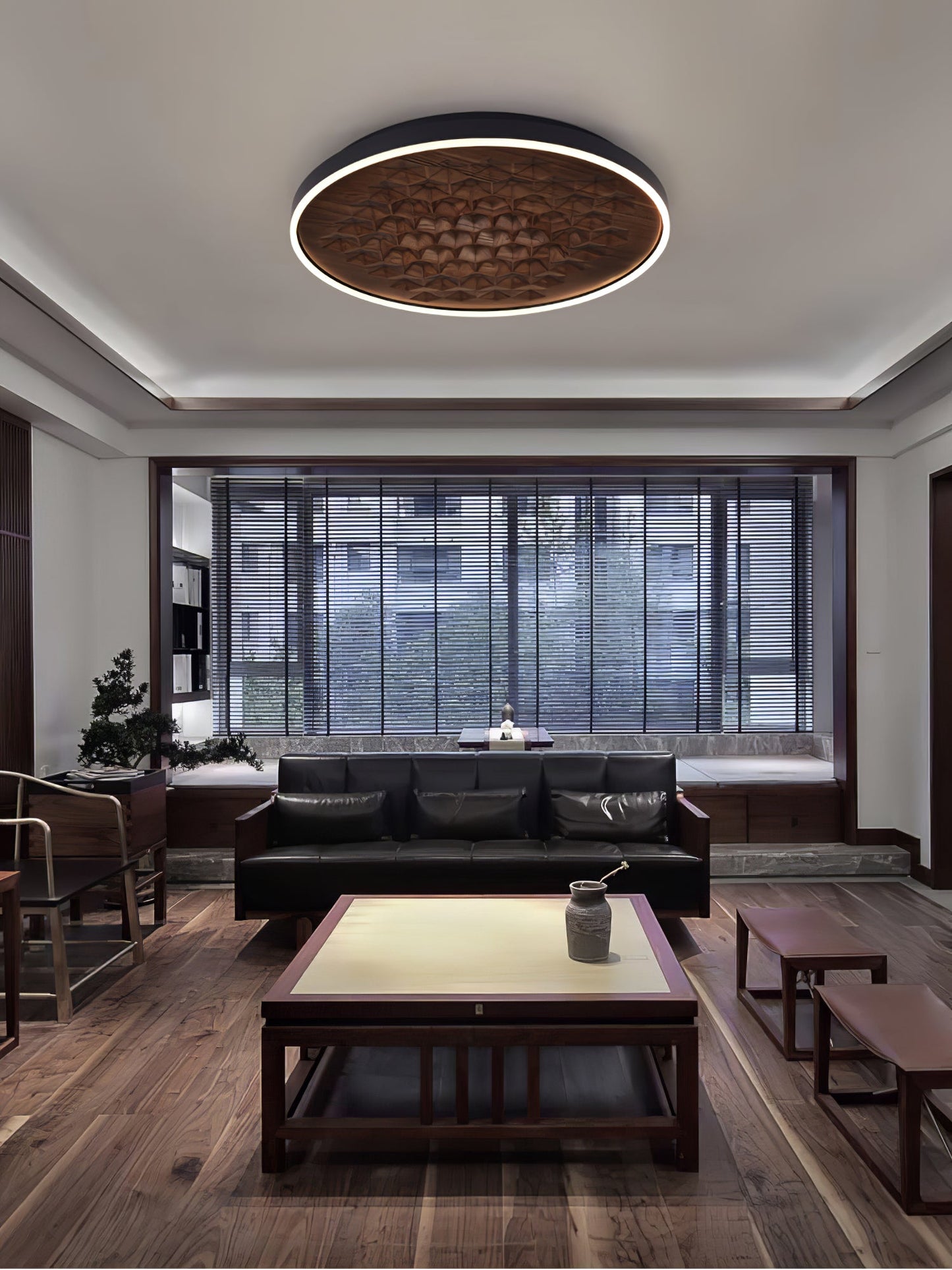 Heartwood Ceiling Lamp | Wood, Metal, Acrylic | White Shade