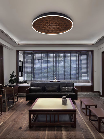 Heartwood Ceiling Lamp | Wood, Metal, Acrylic | White Shade
