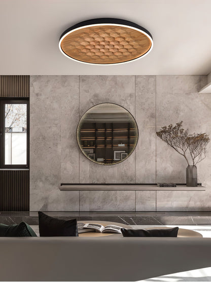 Heartwood Ceiling Lamp | Wood, Metal, Acrylic | White Shade