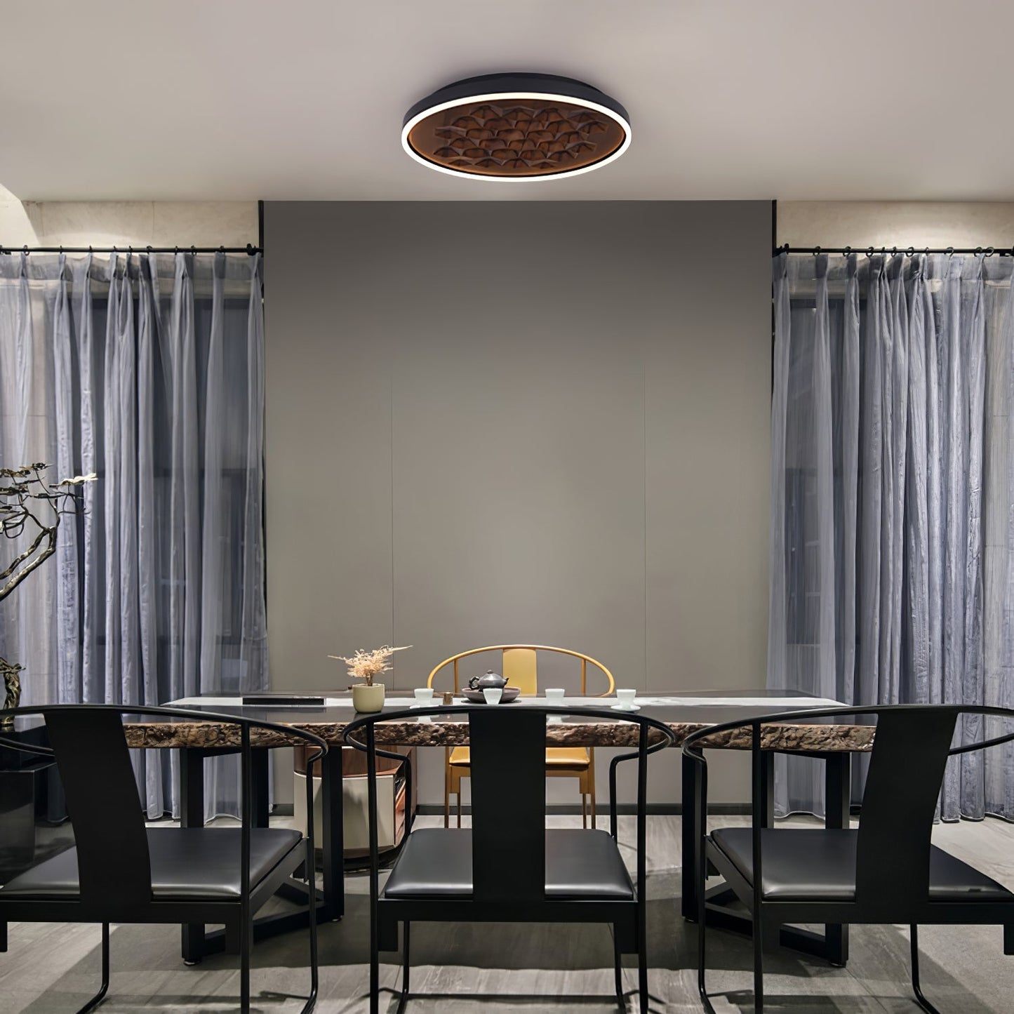 Heartwood Ceiling Lamp | Wood, Metal, Acrylic | White Shade