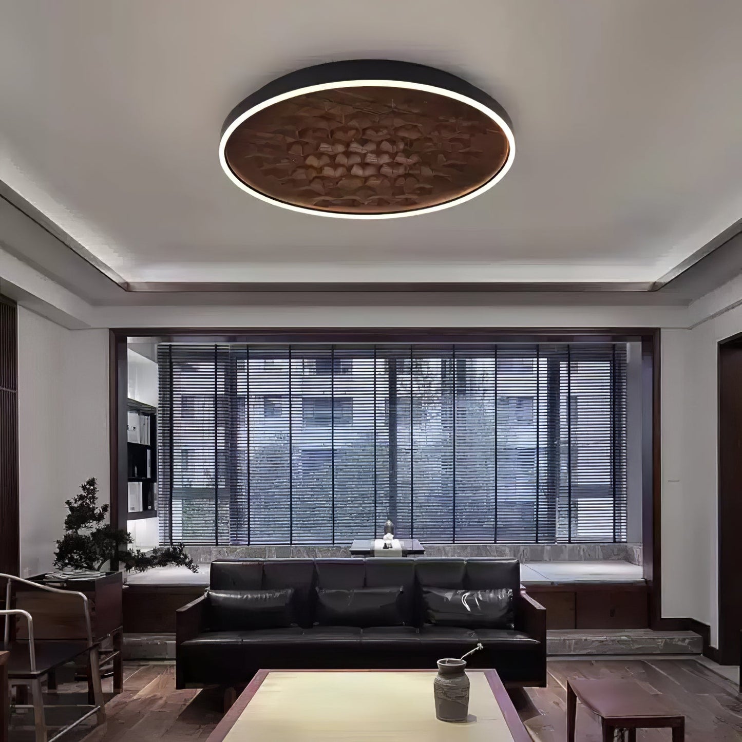 Heartwood Ceiling Lamp | Wood, Metal, Acrylic | White Shade