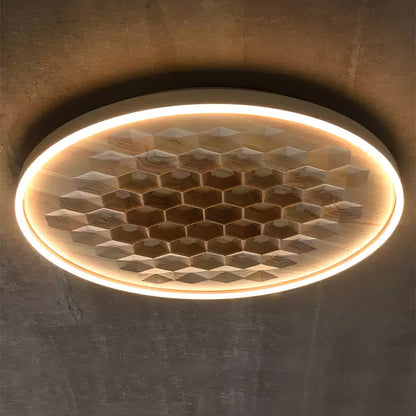 Heartwood Ceiling Lamp | Wood, Metal, Acrylic | White Shade