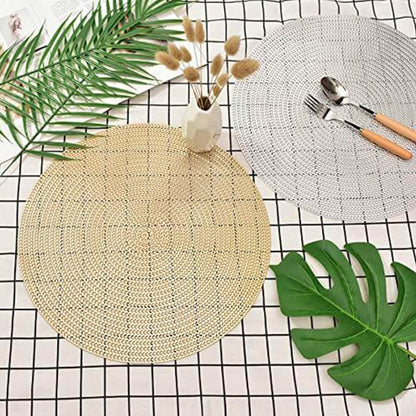 Gold Placemats & Coasters Set | PVC Washable & Stain-Resistant | 2-8 Pieces