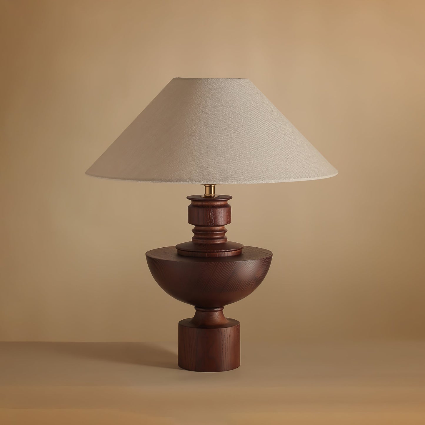 Helios Vase Table Lamp | Wooden Base | Beige Shade