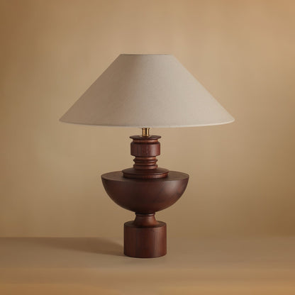 Helios Vase Table Lamp | Wooden Base | Beige Shade