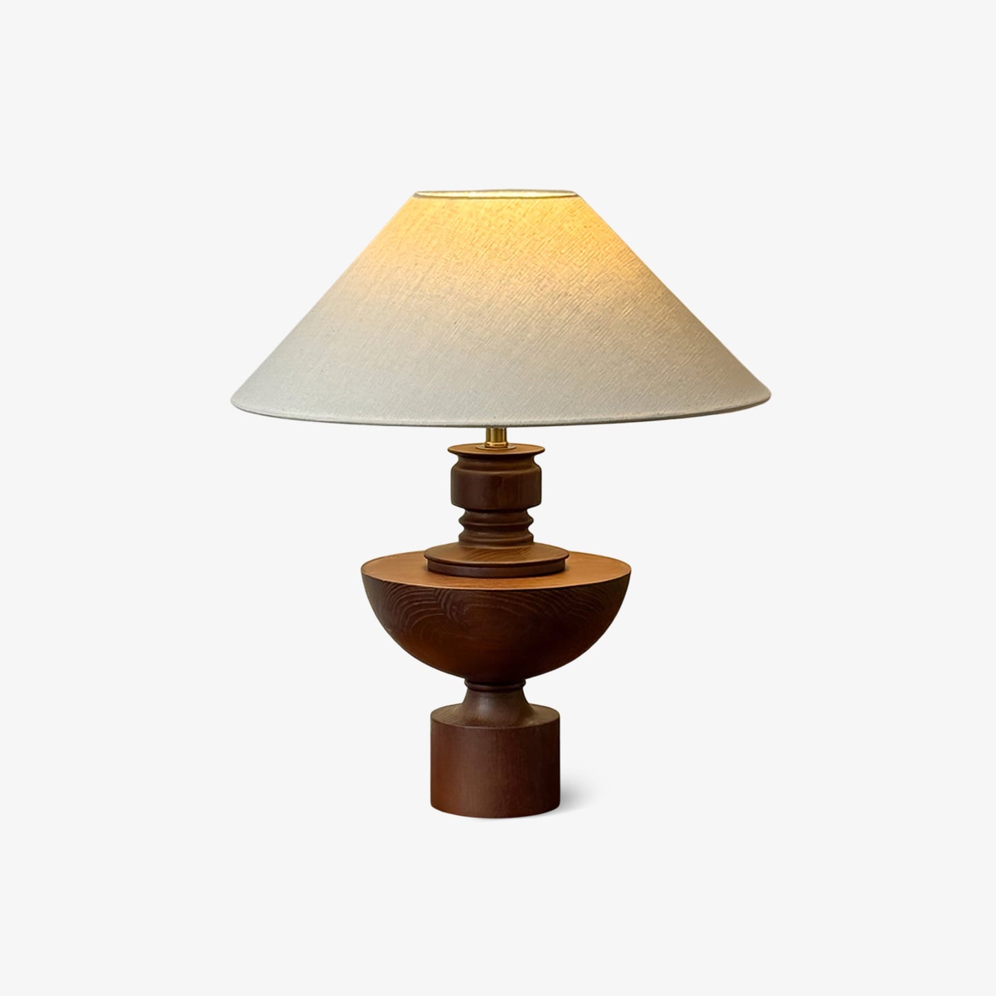 Helios Vase Table Lamp | Wooden Base | Beige Shade