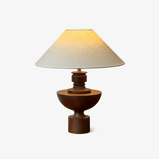Helios Vase Table Lamp | Wooden Base | Beige Shade