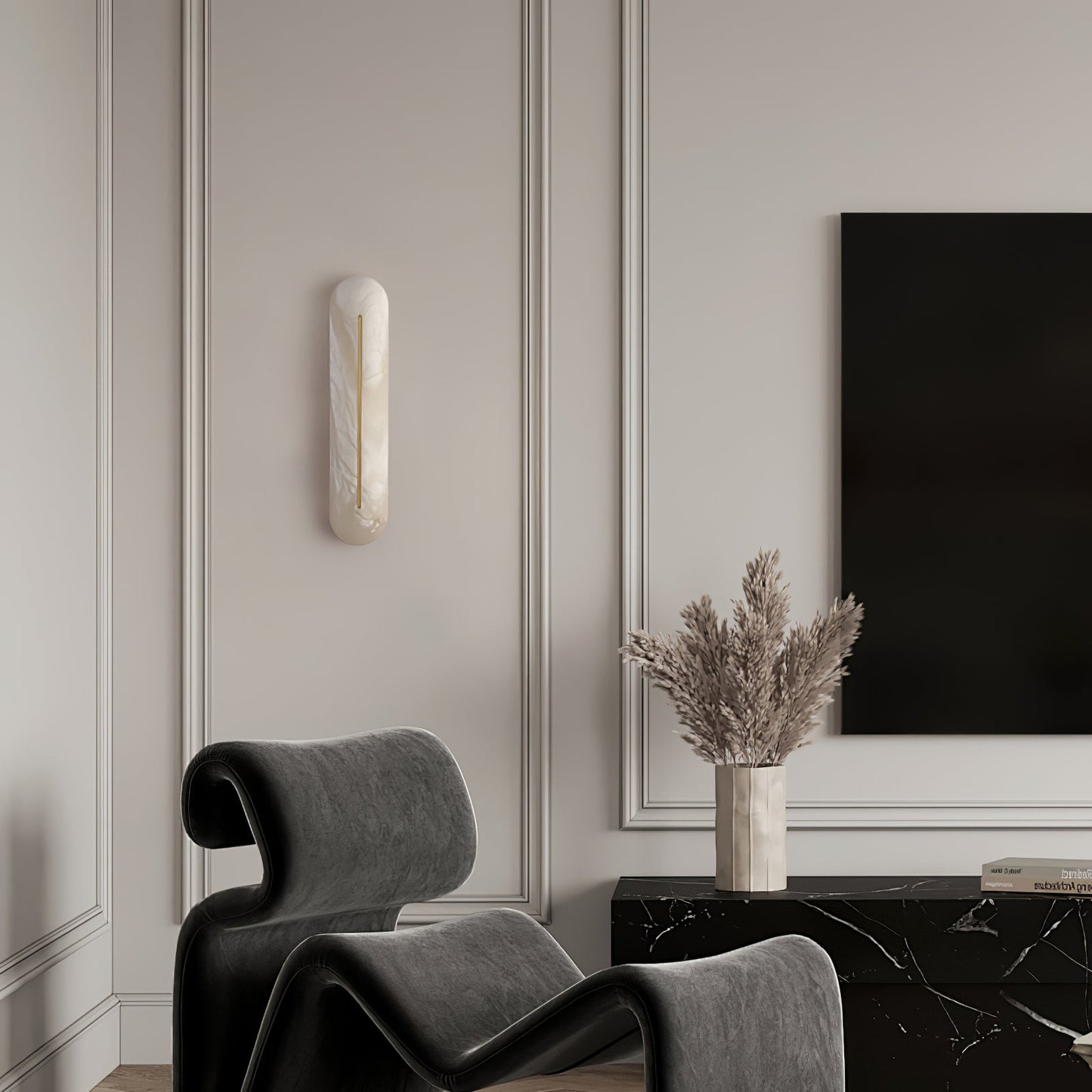 Orbison Wall Lamp | Brass & Alabaster | 46cm Height