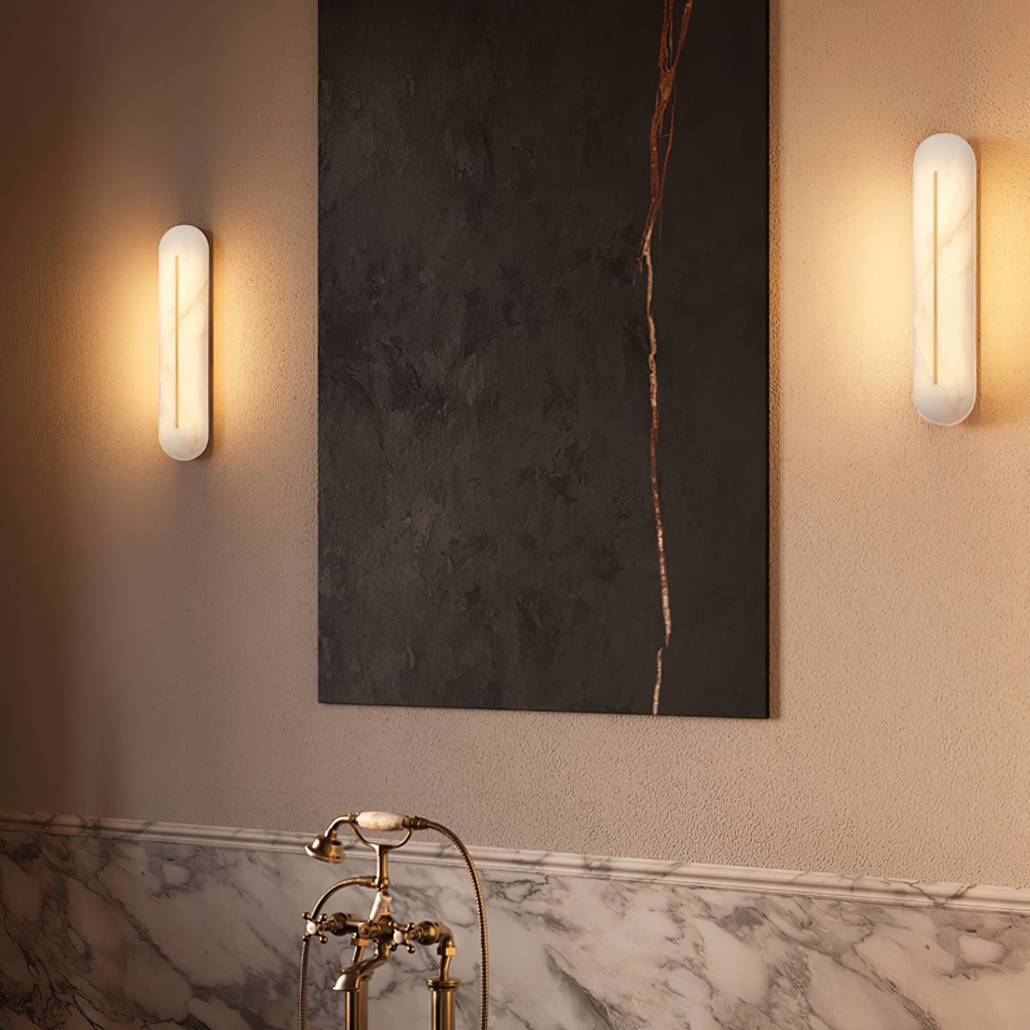 Orbison Wall Lamp | Brass & Alabaster | 46cm Height
