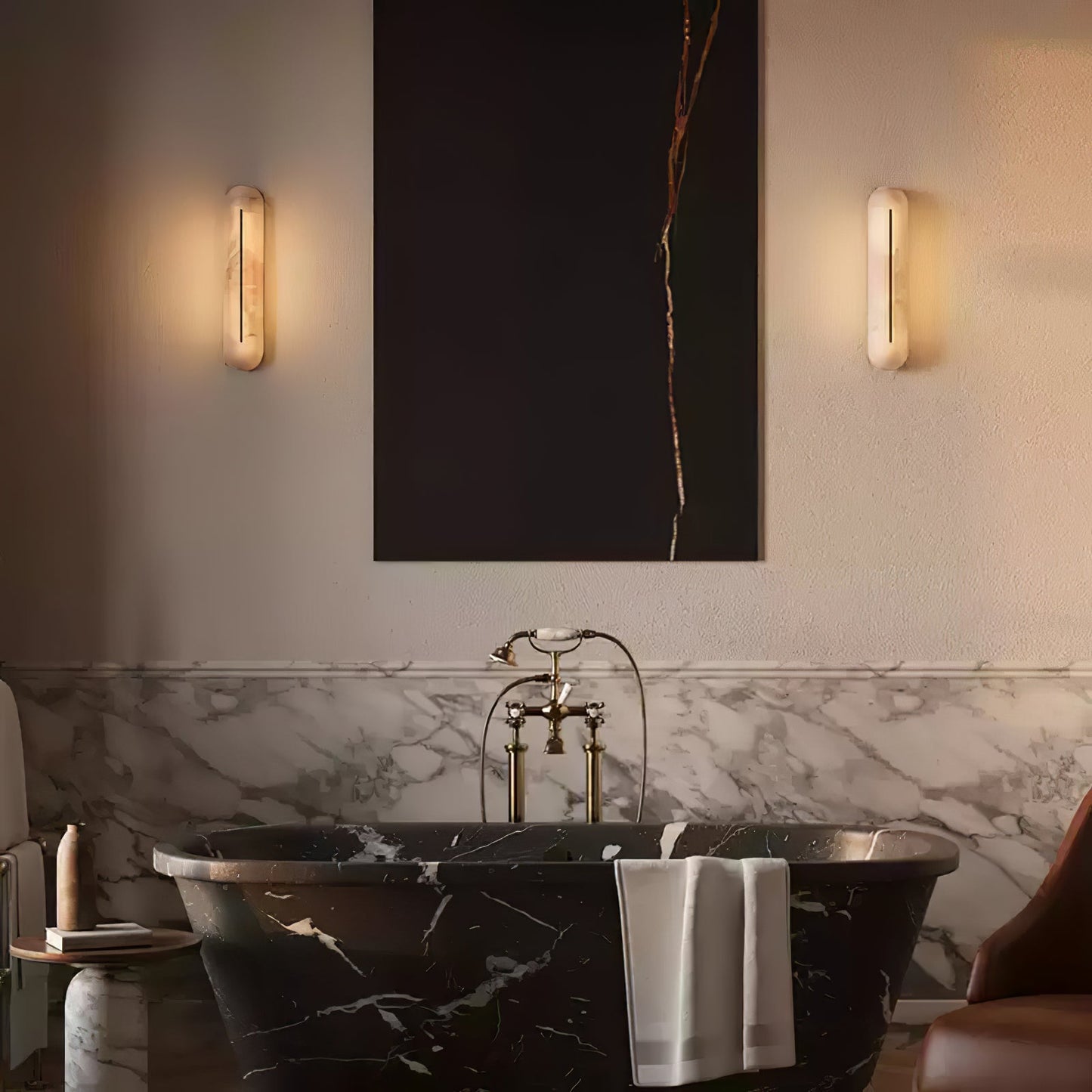 Orbison Wall Lamp | Brass & Alabaster | 46cm Height