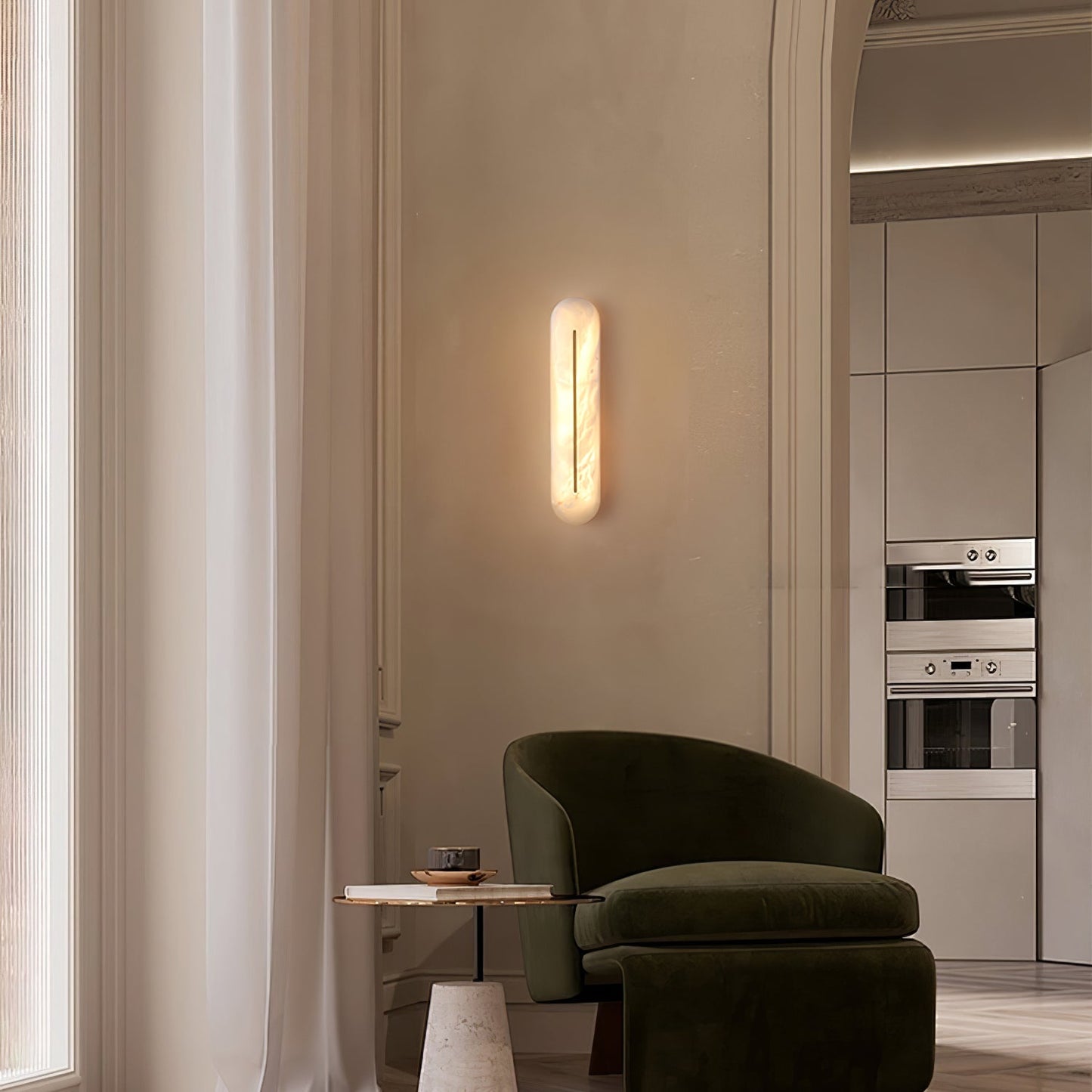Orbison Wall Lamp | Brass & Alabaster | 46cm Height