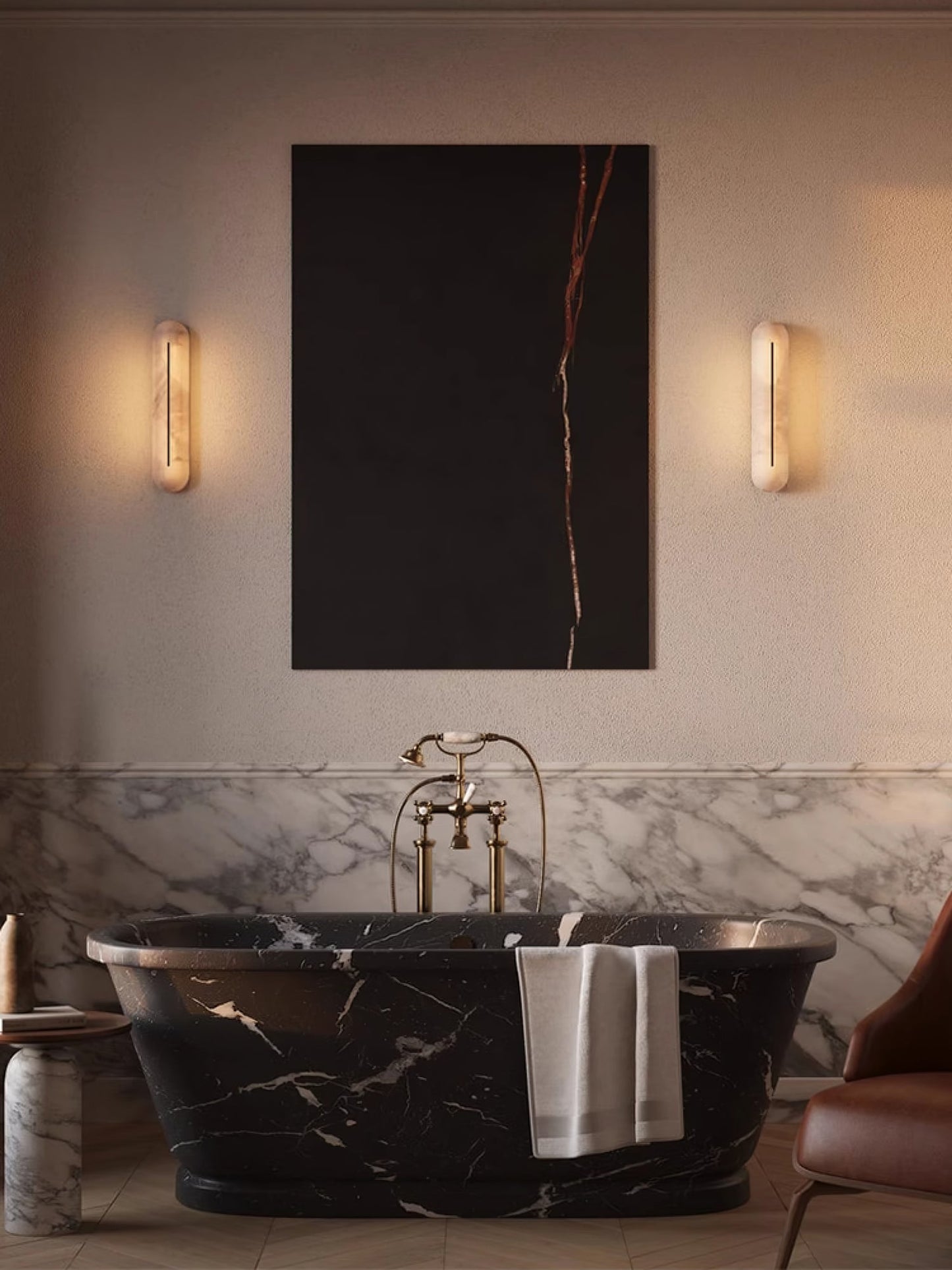 Orbison Wall Lamp | Brass & Alabaster | 46cm Height