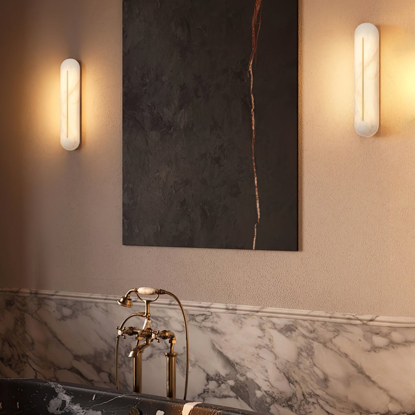 Orbison Wall Lamp | Brass & Alabaster | 46cm Height