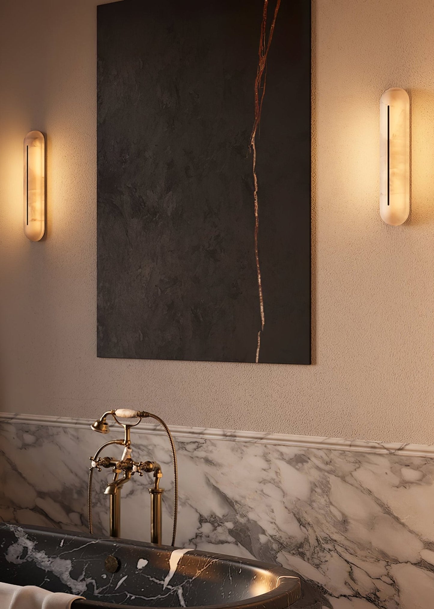 Orbison Wall Lamp | Brass & Alabaster | 46cm Height