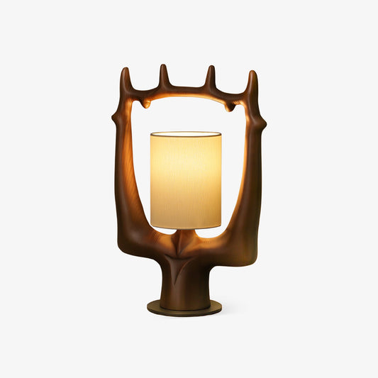 Antler Table Lamp | Wood, Metal, Fabric | Walnut, Black, White
