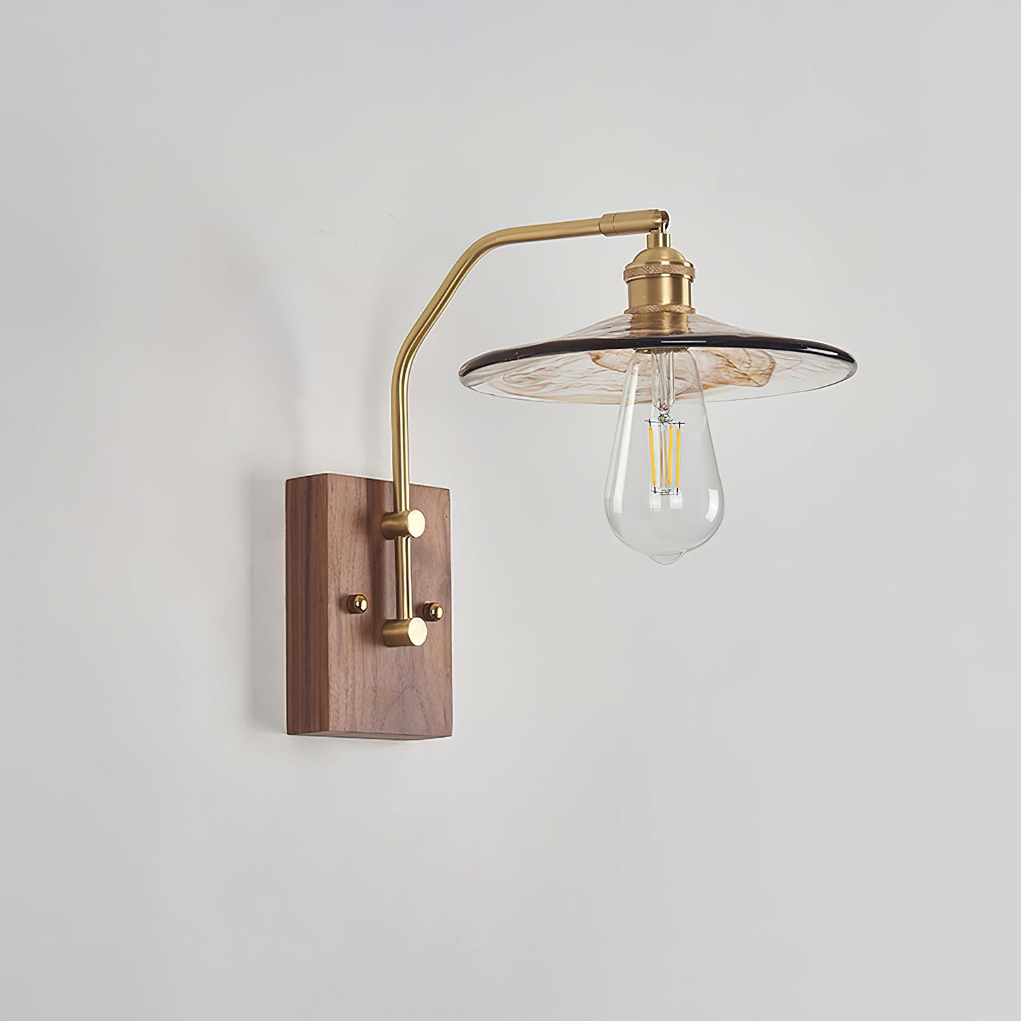 Heritage Walnut Wall Lamp | Wooden Base & Brass Accents | Various Sizes