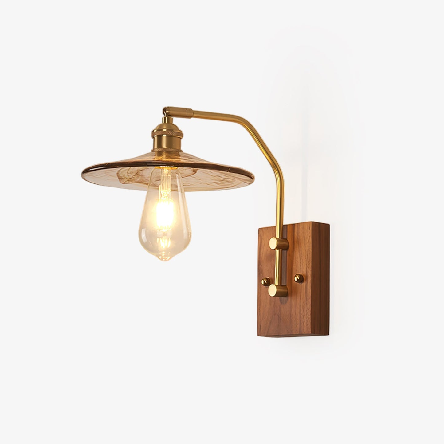 Heritage Walnut Wall Lamp | Wooden Base & Brass Accents | Various Sizes