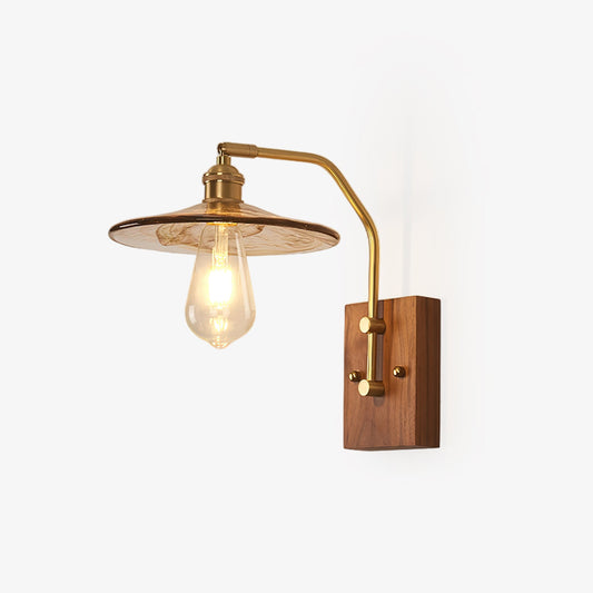 Heritage Walnut Wall Lamp | Wooden Base & Brass Accents | Various Sizes