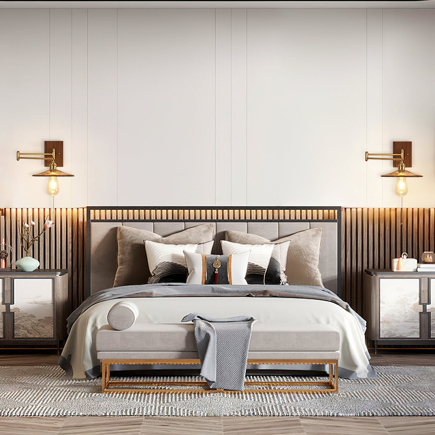 Heritage Walnut Wall Lamp | Wooden Base & Brass Accents | Various Sizes