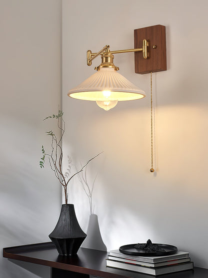 Heritage Walnut Wall Lamp | Wooden Base & Brass Accents | Various Sizes