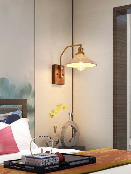 Heritage Walnut Wall Lamp | Wooden Base & Brass Accents | Various Sizes
