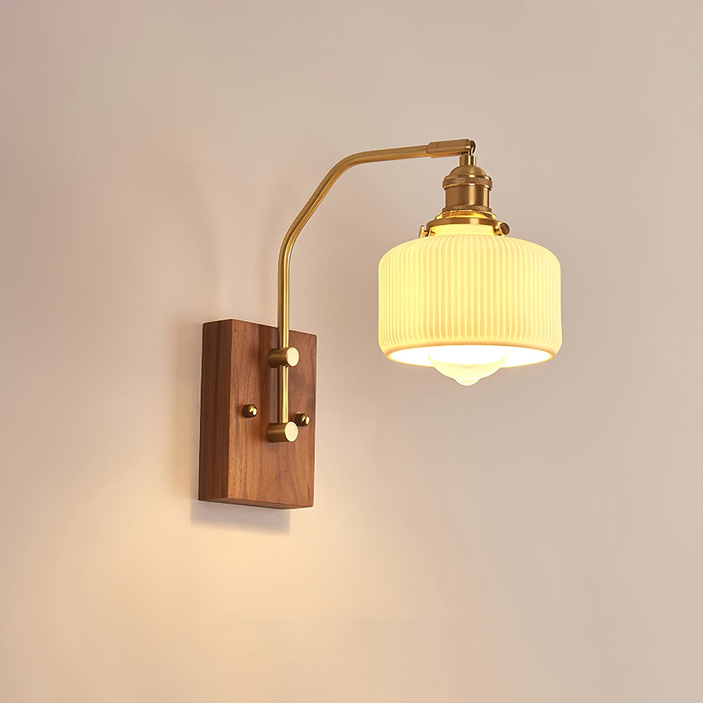 Heritage Walnut Wall Lamp | Wooden Base & Brass Accents | Various Sizes