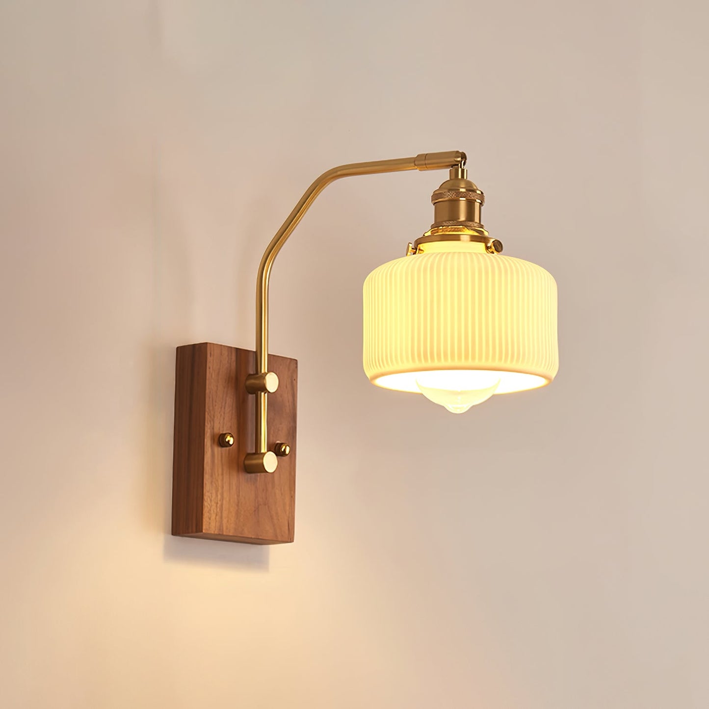 Heritage Walnut Wall Lamp | Wooden Base & Brass Accents | Various Sizes