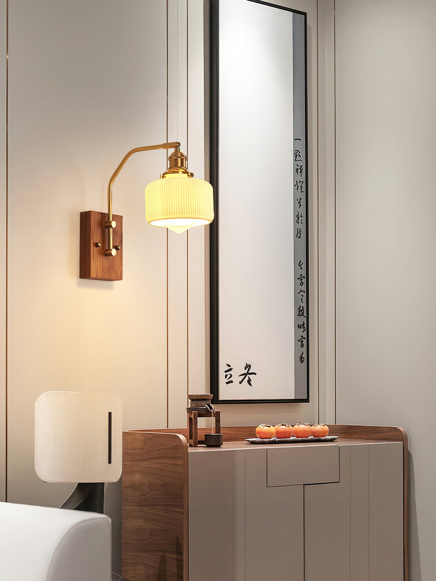 Heritage Walnut Wall Lamp | Wooden Base & Brass Accents | Various Sizes