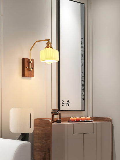 Heritage Walnut Wall Lamp | Wooden Base & Brass Accents | Various Sizes