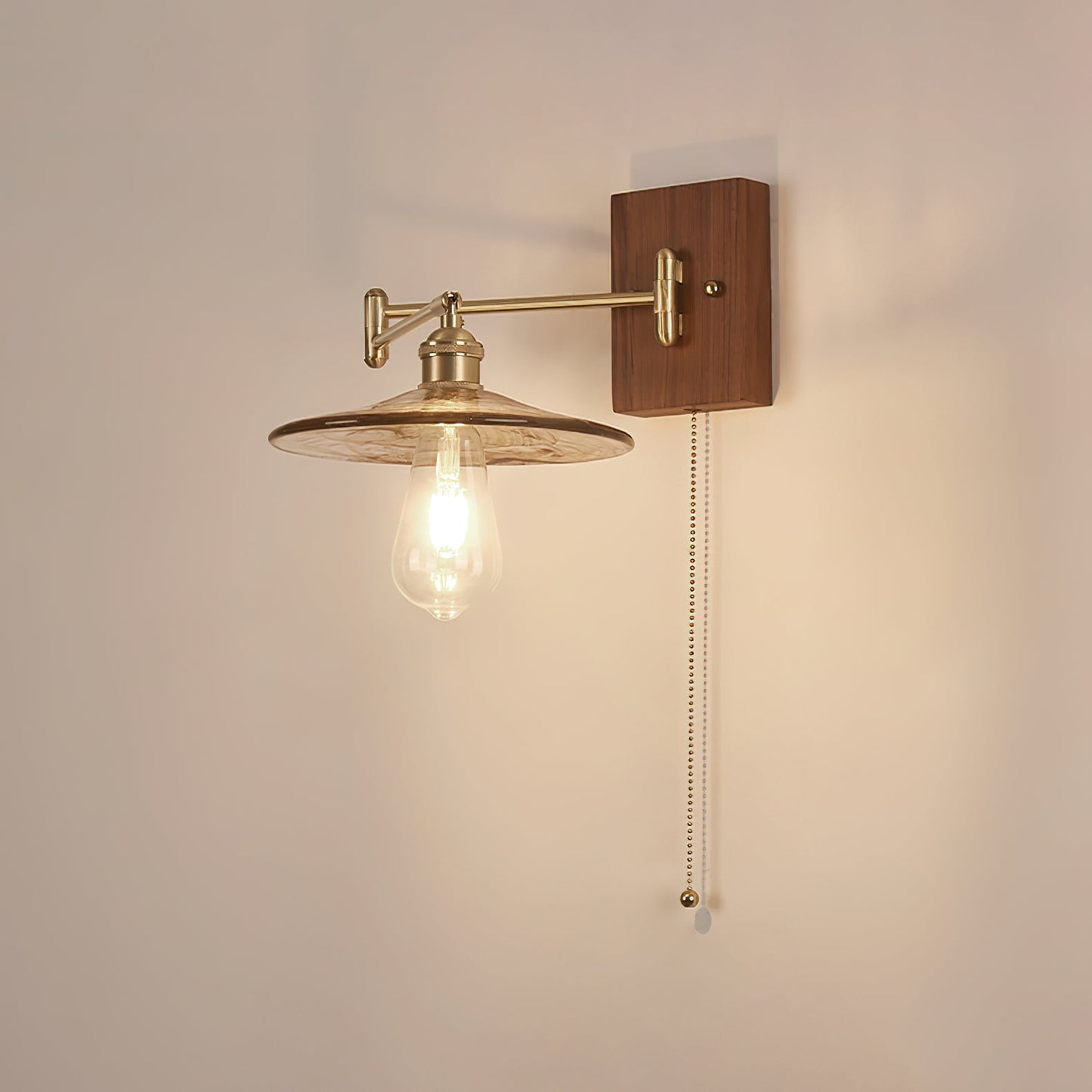 Heritage Walnut Wall Lamp | Wooden Base & Brass Accents | Various Sizes