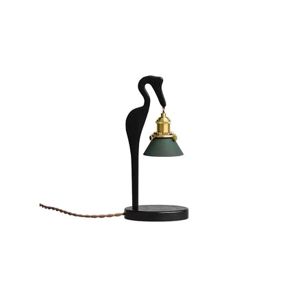Heron Glow Candle Warmer Lamp | Wood & Brass | Green Shade