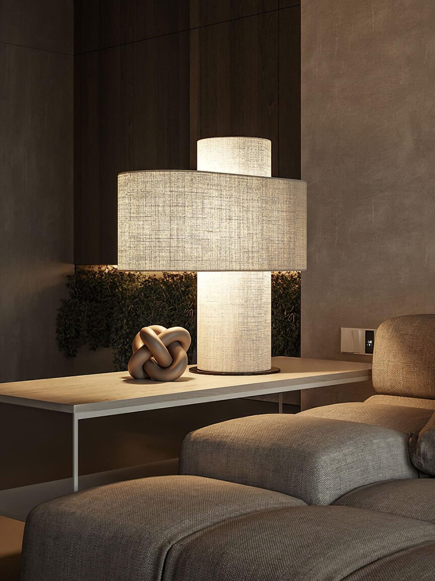 Heron Glowing Table Lamp | Fabric | Beige