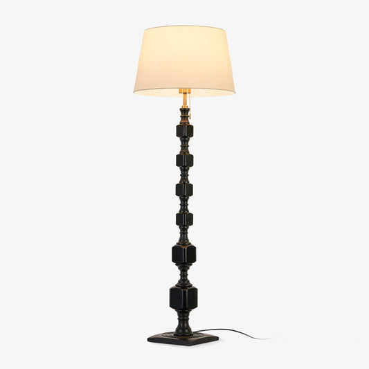 Hexas Floor Lamp | Wood & Metal | Gold and Walnut