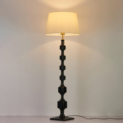 Hexas Floor Lamp | Wood & Metal | Gold and Walnut