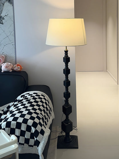 Hexas Floor Lamp | Wood & Metal | Gold and Walnut