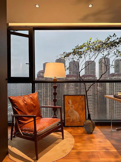 Hexas Floor Lamp | Wood & Metal | Gold and Walnut