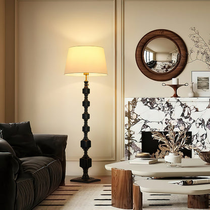 Hexas Floor Lamp | Wood & Metal | Gold and Walnut