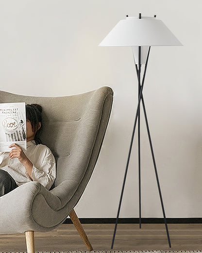 Hoka Tripod Floor Lamp | Metal Frame | Black and White