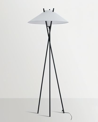 Hoka Tripod Floor Lamp | Metal Frame | Black and White