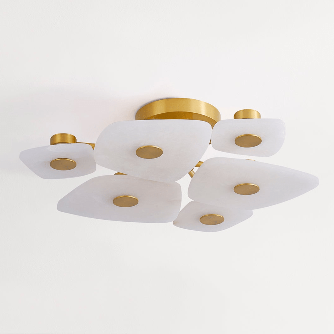 Holmdel Ceiling Lamp | Alabaster & Brass | 2 Sizes