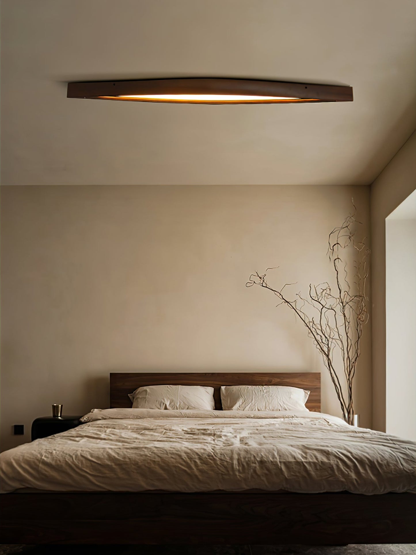 Horizon Linear Wood Ceiling Lamp | Wood/Metal/Acrylic | White Shade