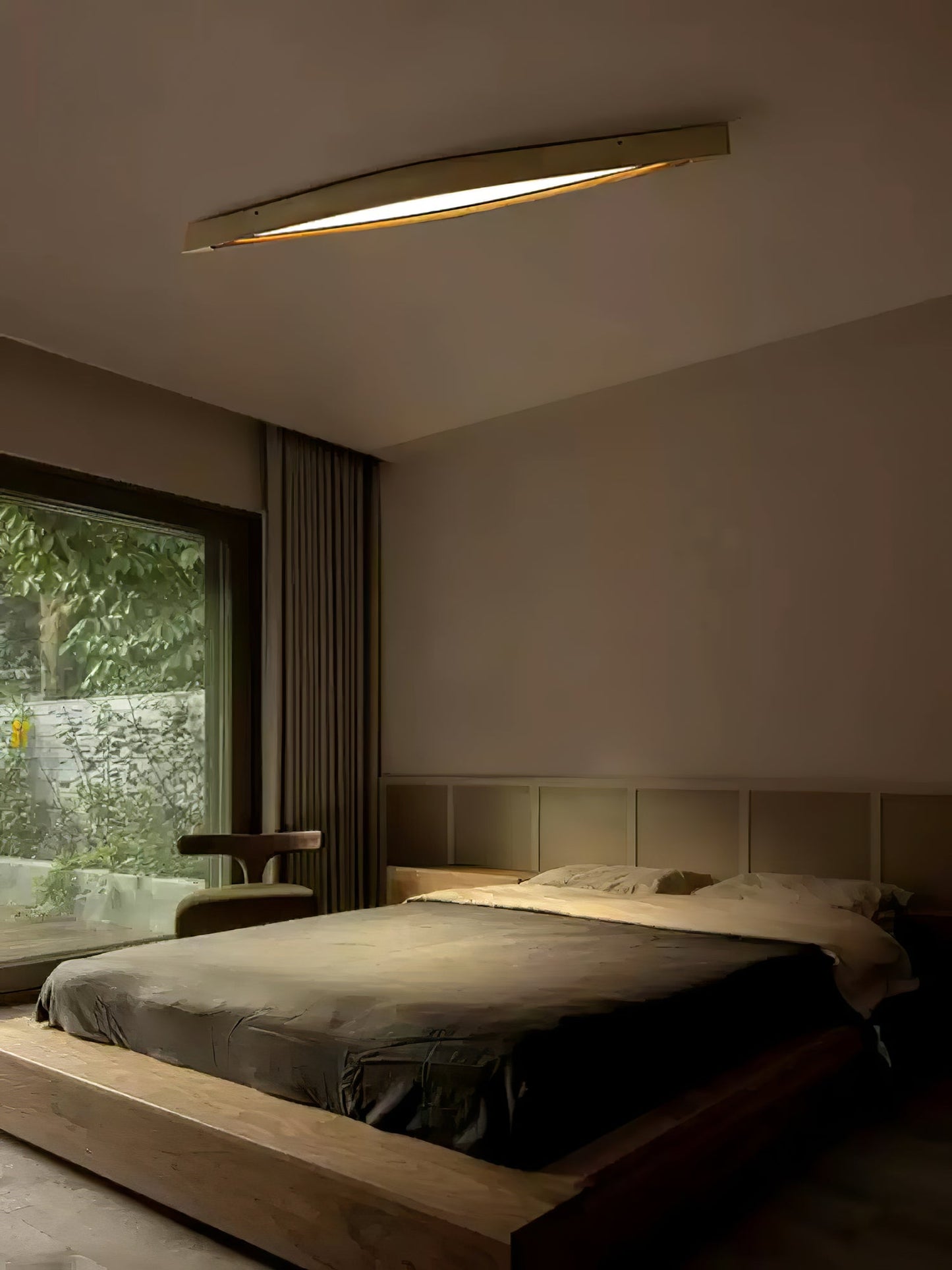 Horizon Linear Wood Ceiling Lamp | Wood/Metal/Acrylic | White Shade