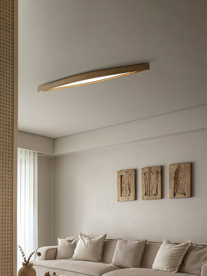 Horizon Linear Wood Ceiling Lamp | Wood/Metal/Acrylic | White Shade