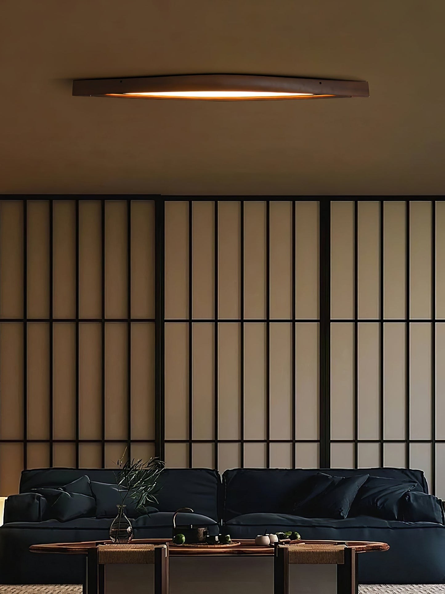 Horizon Linear Wood Ceiling Lamp | Wood/Metal/Acrylic | White Shade